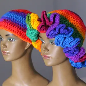 Happy Crochet Bucket Ruffle & Kufi Hat Soft Yarn Comfortable Fit