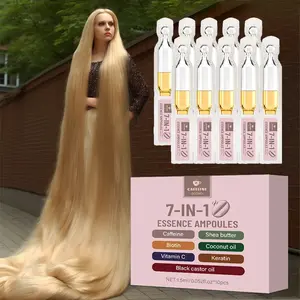 7-in-1 Hair Growth Serum, Hair Oil Treatment with Caffeine, Biotin, Vitamin C, Shea Butter, Coconut Oil, Keratin & Castor Oil, 1.5 ml per Bottle, Pack of 10 Bottles, Hair Growth Moisturizing, Hydrating Hair Treatment