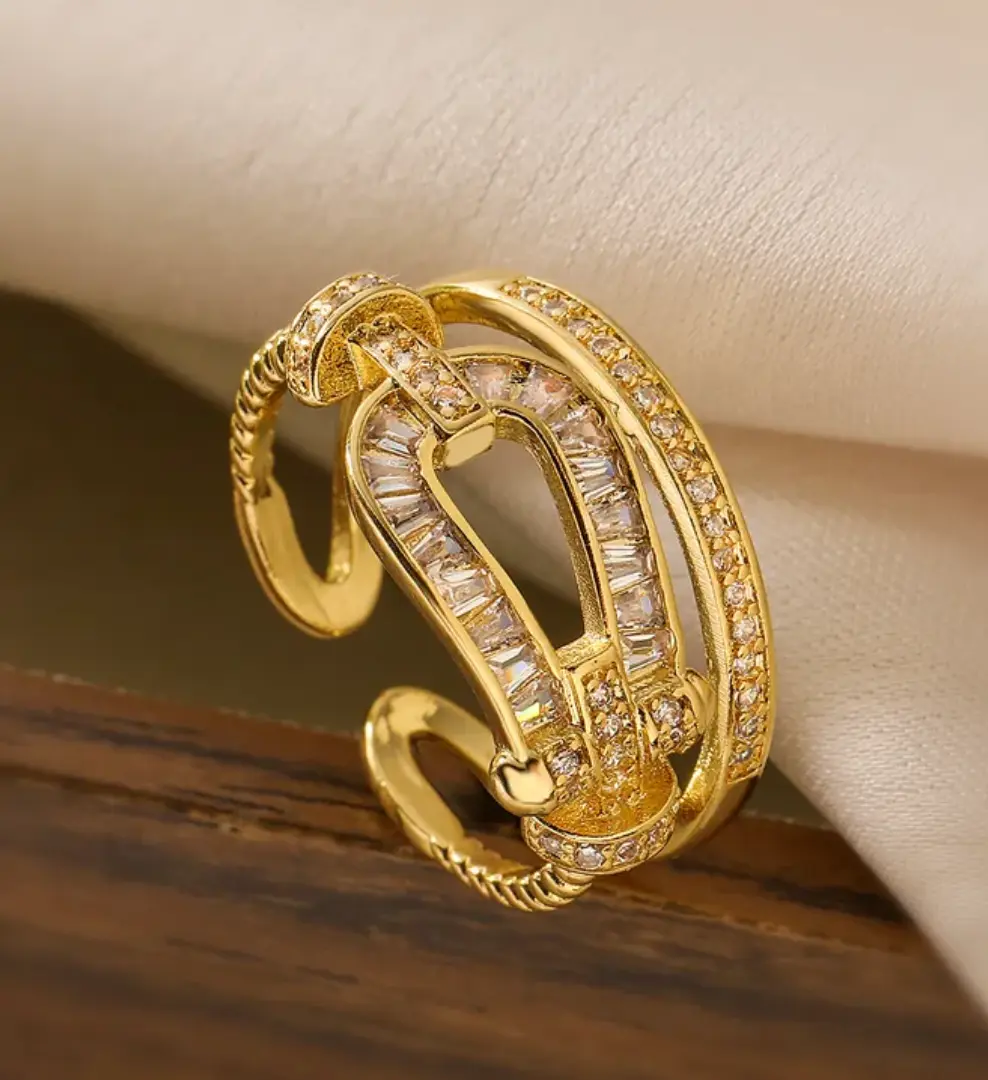Notapplicable Ring Buckle Up Adjustable Ring Gold Plated with No Warning Applicable for ...