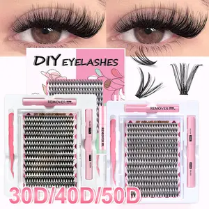 DIY Eyelash Extension Kit, Professional & Beginner Friendly, Easy Home Use, Full Set, Liquid Form, 0.05mm Thickness, Ucoolme Lashes, Eyelash Cluster Kit