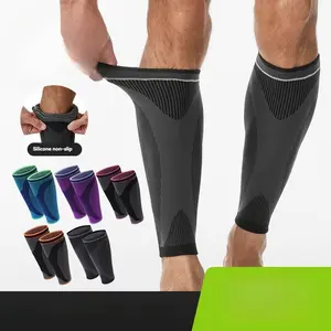 Professional Knitted Sports Compression Leg Sleeves, Anti-Slip Long Tube Socks for Running Fitness Skipping Cycling, Pressure Calf Guard
