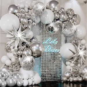 -IN-1 Disco Balloon Arch Kit with BONUS Disco Ball Balloon for Party ations -  & White Balloons Garland for Disco Ball Party ation &  Party ations -Disco Balloons