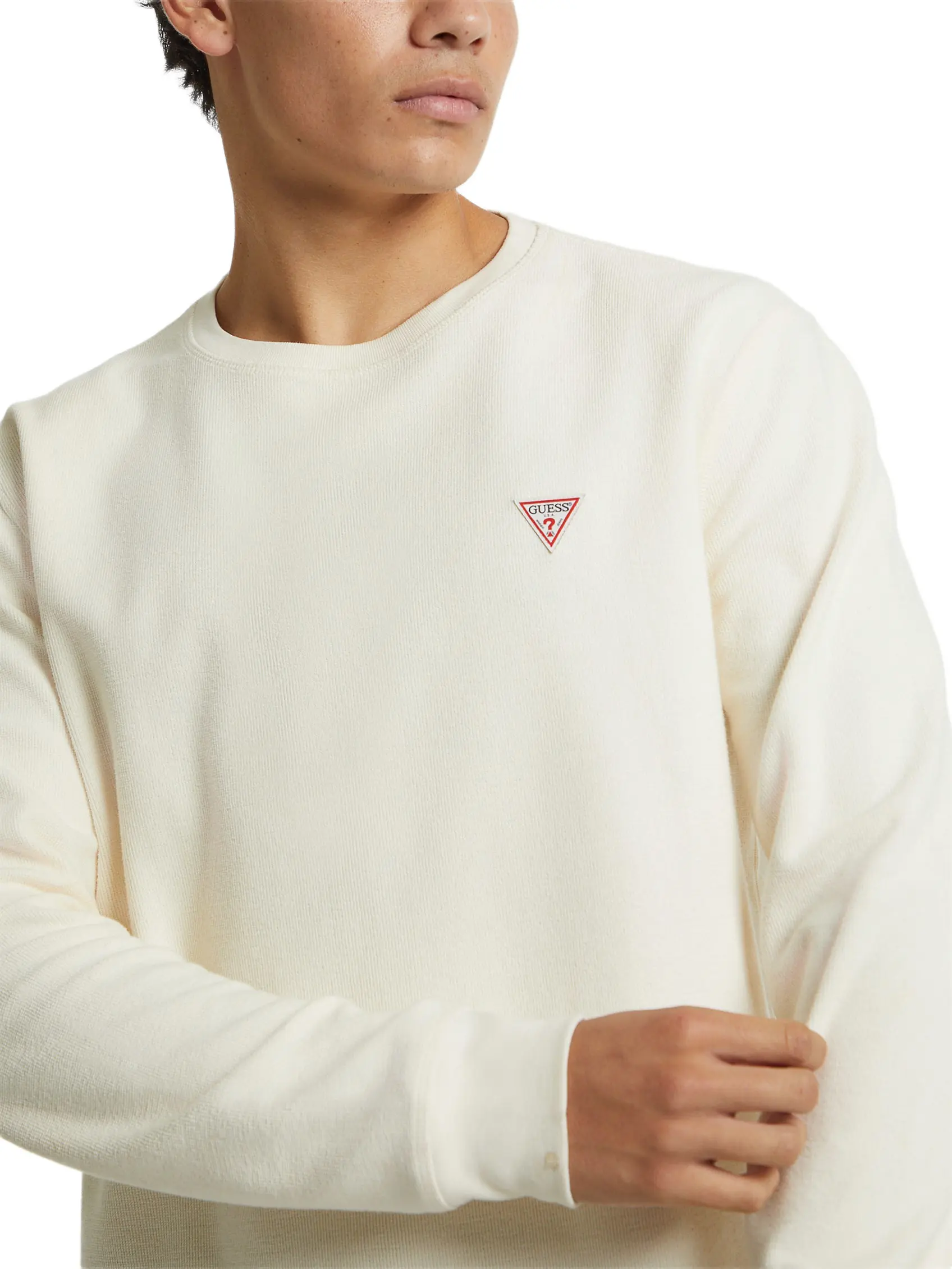 GUESS Jeans Male Waffle-Knit Mini Triangle Long-Sleeve Tee