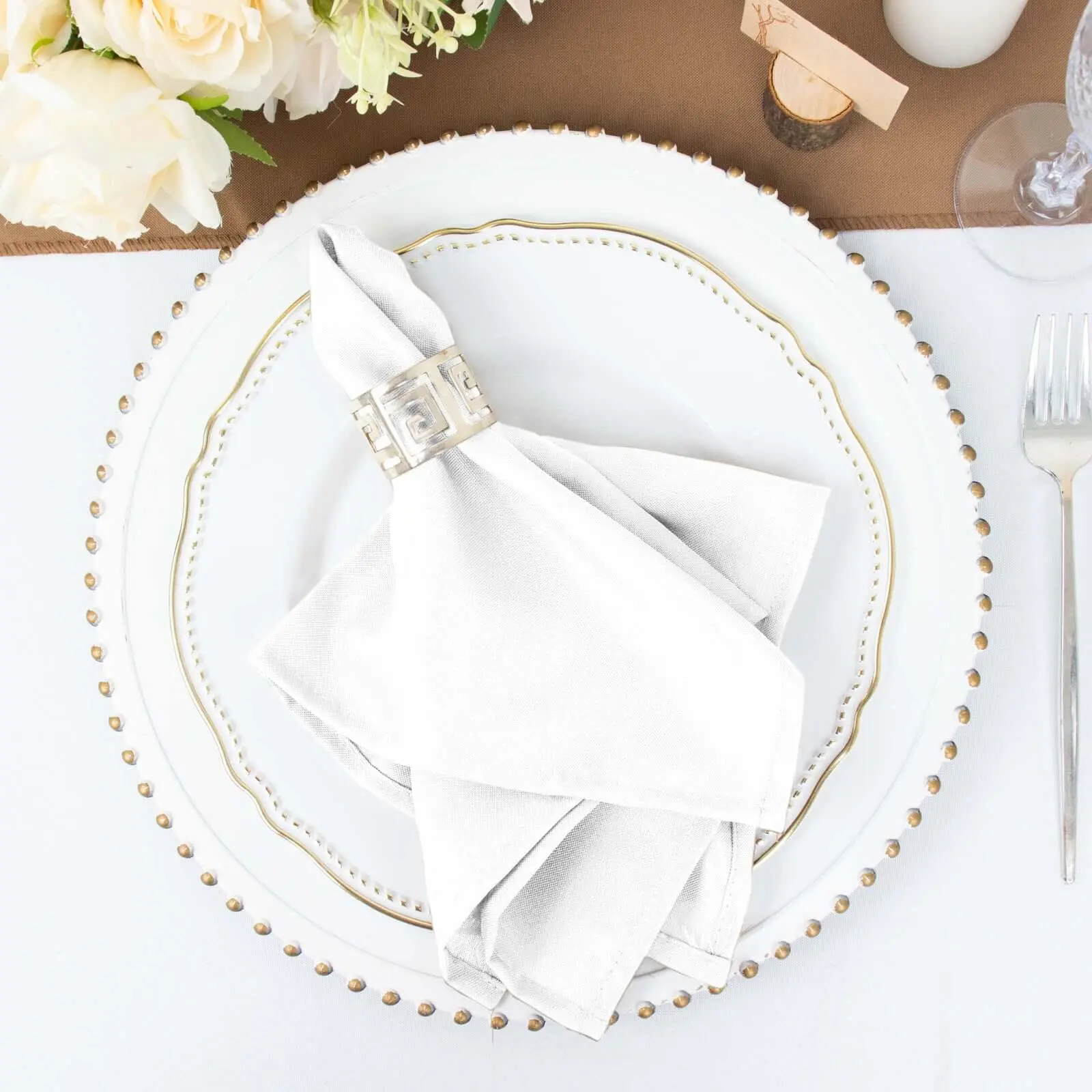 5 Pack Premium Polyester 17"x17" Napkins White - Durable & Wrinkle Resistant Dinner Napkins for Everyday Dining & Events
