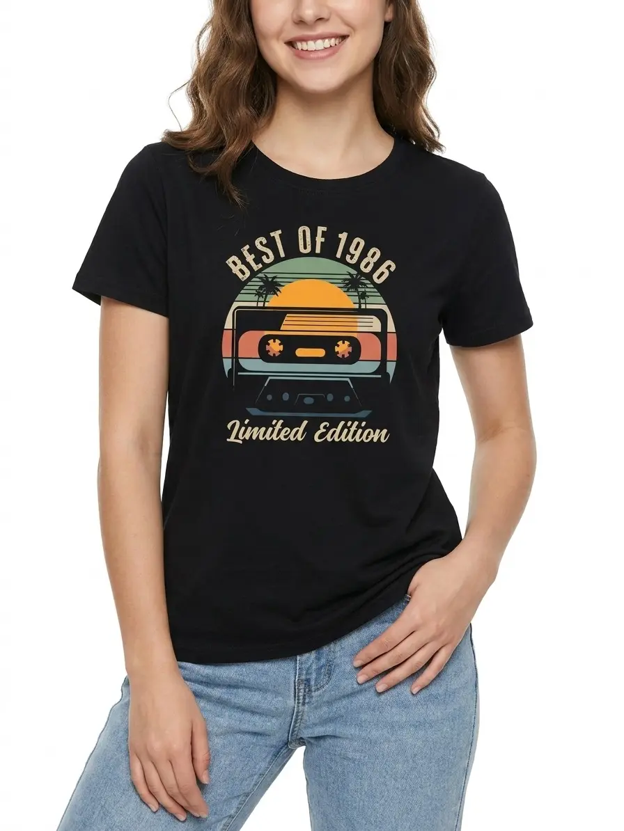 Limited Edition 1986 Tee Pure Cotton Black S-3XL Cozy Non-fading Women 40th Birthday Party