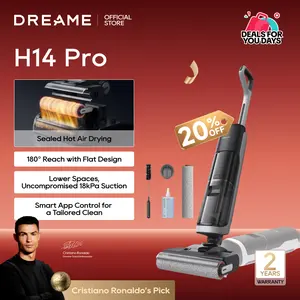 【Super Brand Day】DREAME H14 Pro Elite Vacuum Mop, Wet Dry Vacuum Cleaner, 180° Lie-Flat Vacuum Mop, 140°F Washing and Fast Hot Air Drying, Powerful 18kPa Suction Floor Cleaner Machine, Easy GlideWheel Movement, Smart App Control