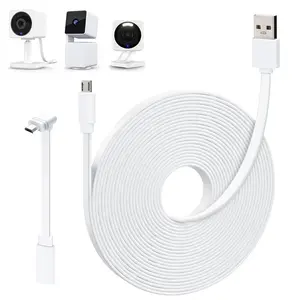 25FT Power Extension Cable for WYZE Cam Pan, Weatherproof Flat Power Cord-White