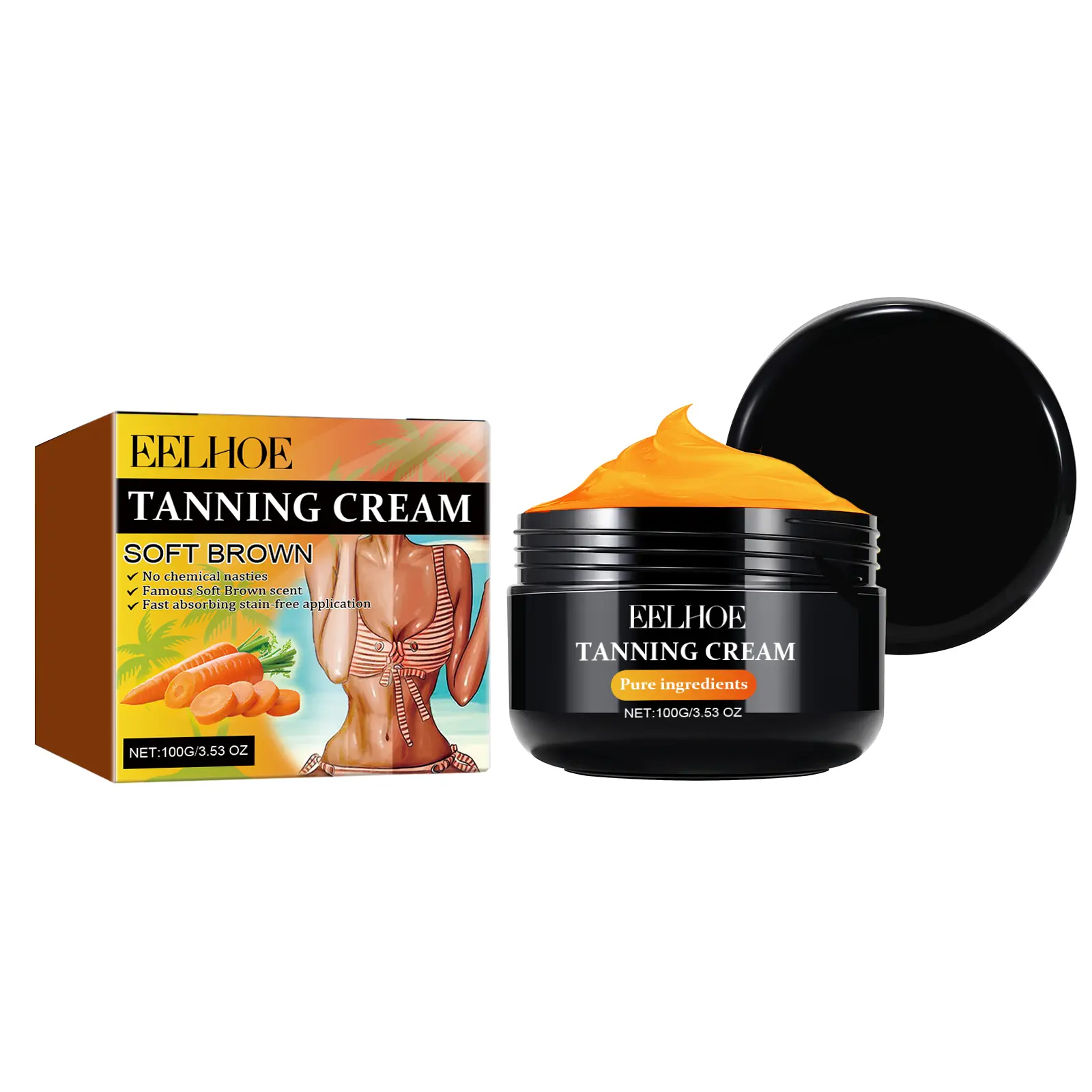 EELHOE Tanning Cream Outdoor Beach Sunbathing Aid for a Wheat-Colored Bronze Skin, Moisturizes and Enhances Skin Darkness