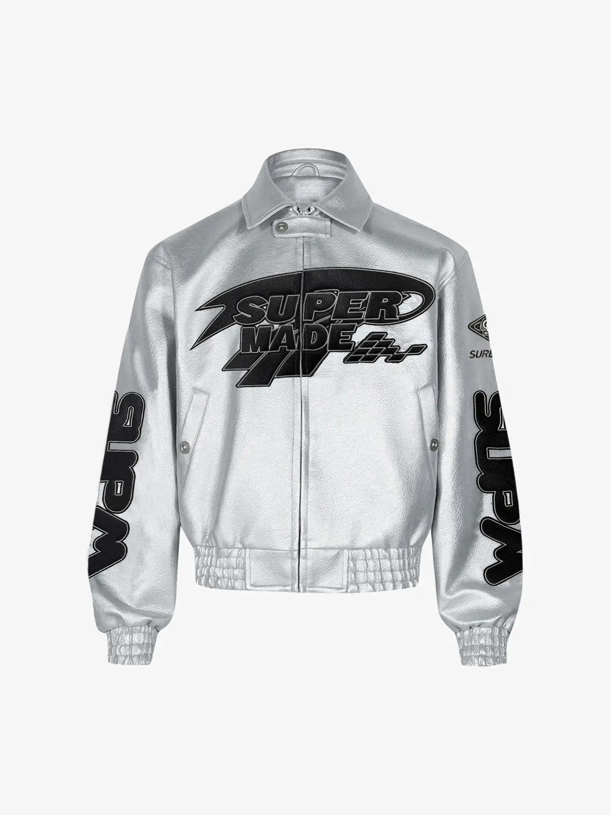 Thesupermade Leather Jacket Biker Racing Faux Motorcycle Moto Varsity Streetwear Bomber Jacket