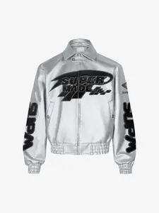 Thesupermade Leather Jacket Biker Racing Faux Motorcycle Moto Varsity Streetwear Bomber Jacket