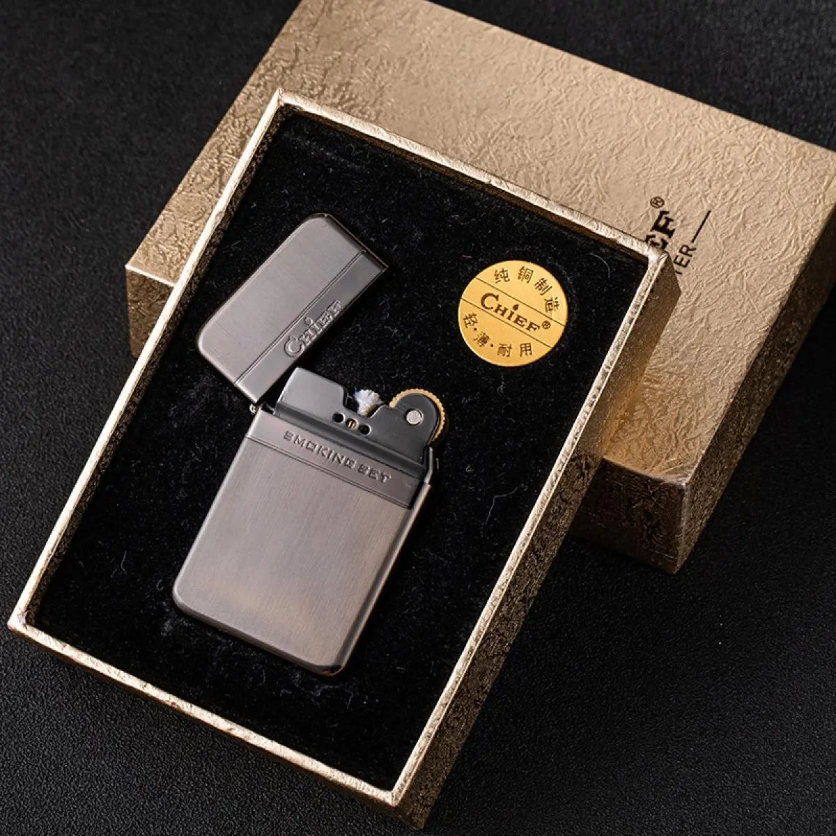 Retro 1cm Slim Metal Pocket Kerosene Lighter - Fine Solid Metal Craft Collectible Ornament, Compact Portable Fire Starter, Premium Gift for Men, Lighter Accessories Men's Accessories (Without Fuel)