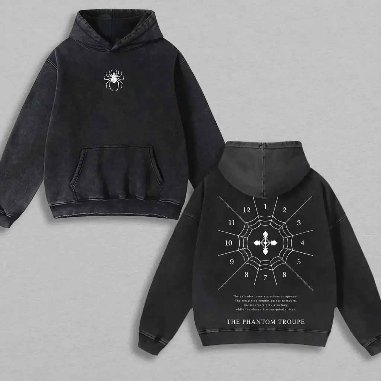 Limited Edition The Phantom Troupe - Hunter X Hunter Anime Double Printed Oversize Lightweight Acid Washed Hoodie, Gift For anime lover, Anime Merch, Oversize Shirt, Vintage Outfit, y2k styles, gift for fan R0L