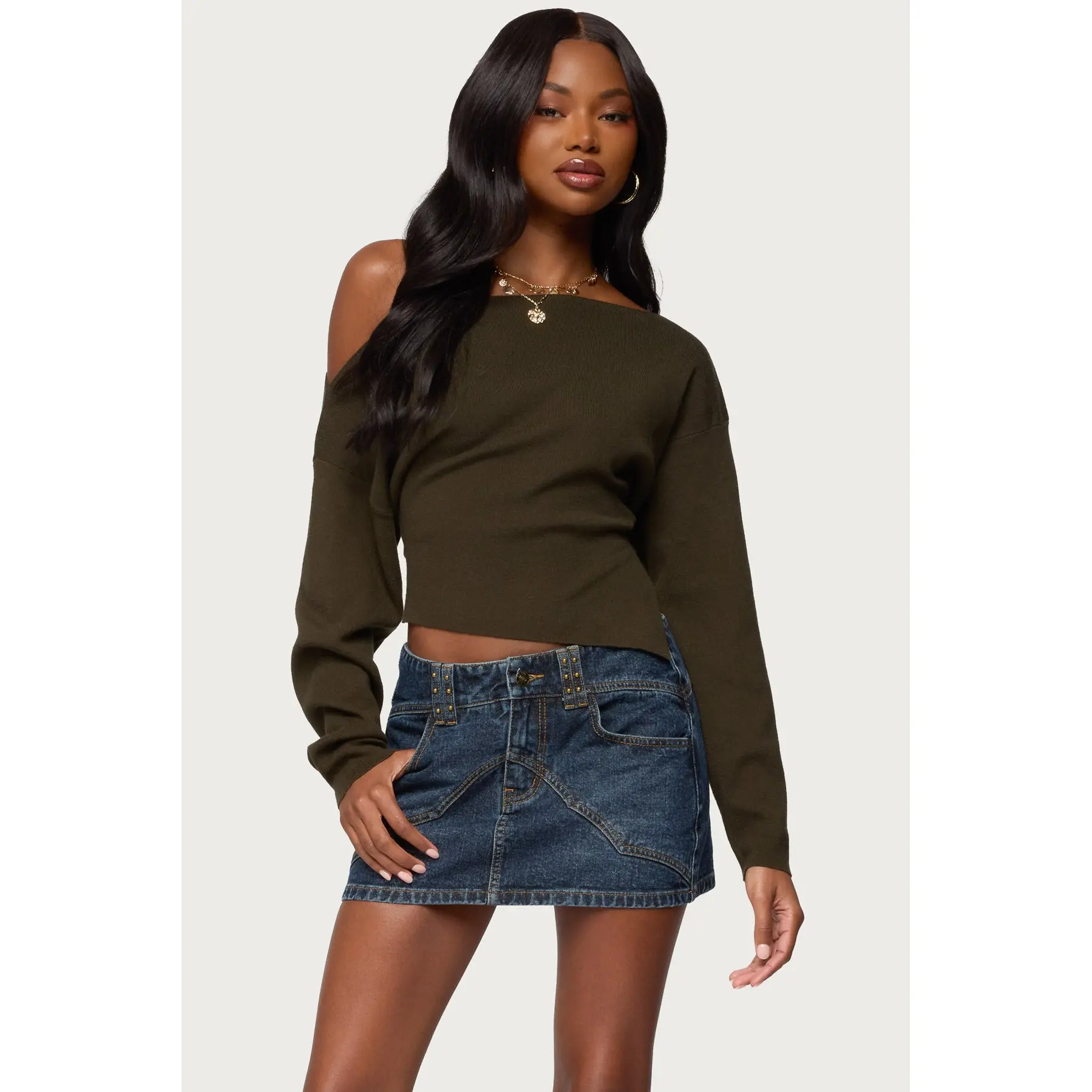 Chenelle Asymmetric Off Shoulder Sweater