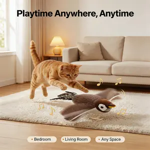 Cat Toys Flapping Bird - Lifelike Chirping Cat Kicker, Rechargeable Touch Activated Interactive Kitten Toy, Perfect for Indoor & Outdoor Play