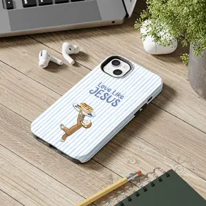 Cute Cartoon Monkey Smartphone Casing - IPhone Accessory with Love Like Jesus Bible Verse, Pancake Design, Compatible with IPhone 17,16,15,14,13,12,11 Pro Max,X,XR,XS Max,8,7 Plus | Cellphone Handheld Case