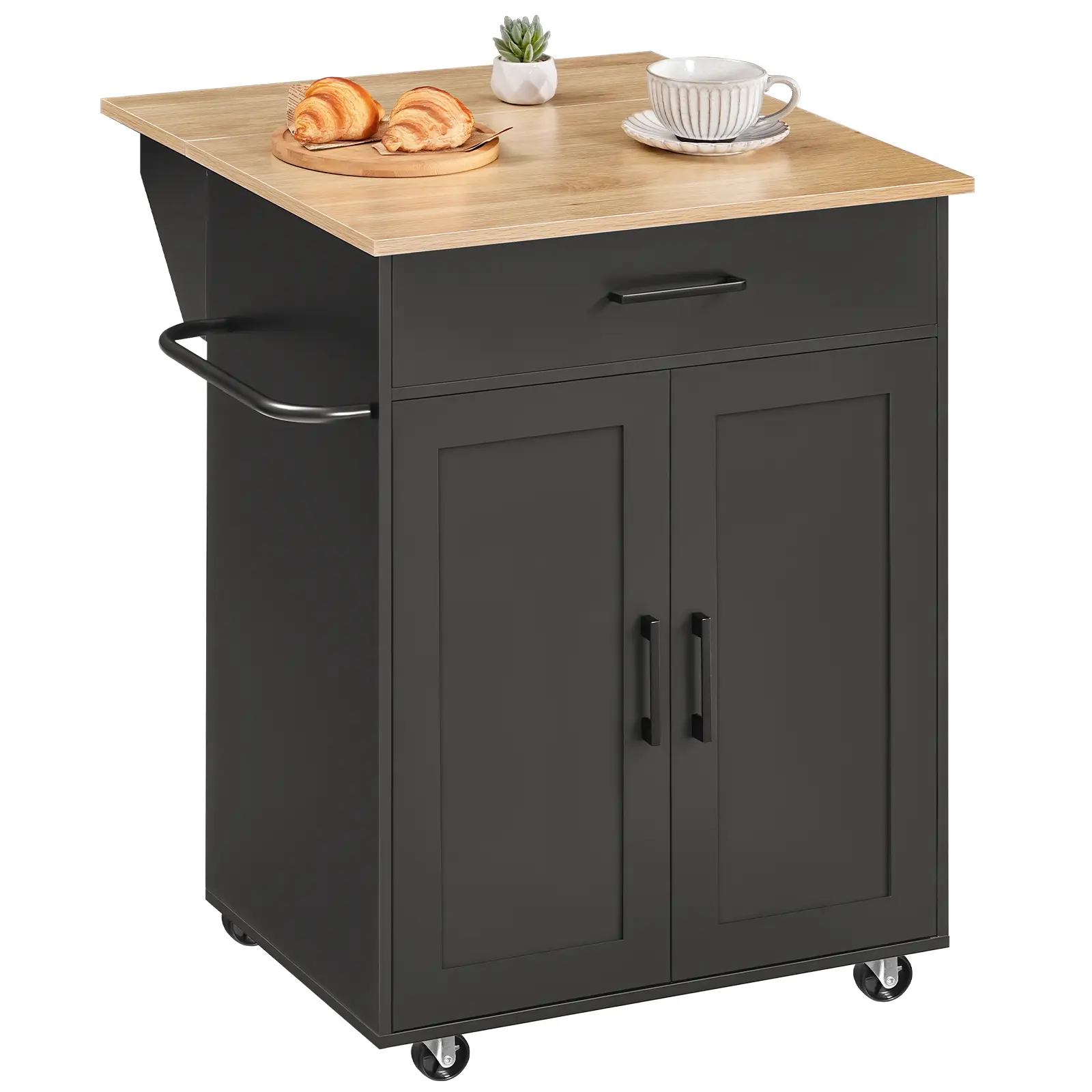 MAHANCRIS Wooden Kitchen Island on Wheels with Drop Leaf, Adjustable shelves, Towel Rack and Drawer, Storage solutions for Kitchen #SummerVibes#DealsforYouDays #SummerGarden