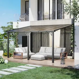 【Multiple packages arrived at different times】AECOJOY Large Wall Mounted Pergola Gazebo with Heavy Duty Canopy & Adjustable Panels for Outdoor Patio, Deck, and Pool Areas