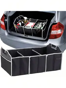 1 Piece Universal Car Trunk Organizer, Portable Foldable Waterproof Car Storage Bag With 3 Compartments For SUV, Truck, Van, Sedan, Christmas Gift