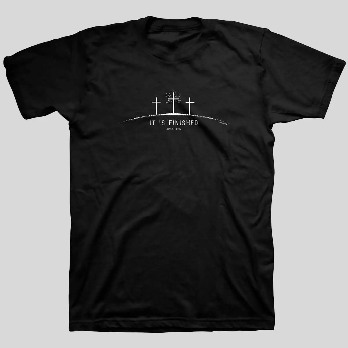 Men's 'It Is Finished' Christian Graphic T-Shirt, 100% Cotton Casual Round Neck Tee, Classic Fit Short Sleeve with Double-Stitched Hem, Shortsleeve, Crucifixion And Resurrection Graphic Men's Short-Sleeve T-Shirts
