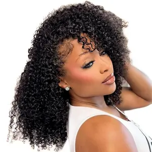 Auvzy 16 Inch Curly Half Wig 3 In 1 Kinky Curly Synthetic Glueless Wear and Go Invisible Hairline Seamless Flip Over with Drawstring Easy to Wear & Adjust