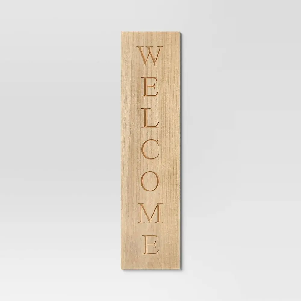 40"x10" Reversible Wood Leaner - Threshold: Farmhouse Style MDF Vertical Decor with Rustic Quote Adage Saying