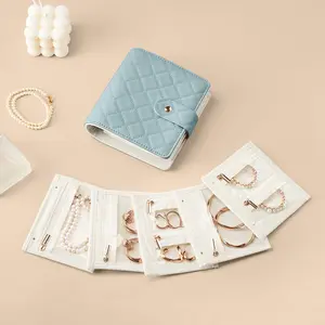 Mini Travel Jewelry Case for Women,Jewelry Book Organizer Bracelet Storage Ring Binder PU Leather Portable Design with 5 Loose Pages for Travel Daily Use Secure Waterproof Storage