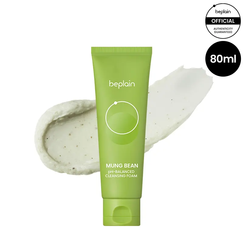 Mung Bean Cleansing Foam, 80ml Facial Cleansing Product, Gentle Facial Wash & Moisturizing Skin Care Cleanser for All Skin Type, Mini Toiletries for Purse Travel Size