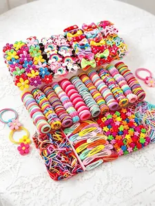 906 pieces/sets - Magic Girl Hair Accessories Set, Elastic hair accessory, colorful hair bands, cartoon and rainbow style hair clips, Cute Cartoon Bowknot, with safe and anti-slip design, perfect for girls ponytails, chignons, Ideal gift for girls