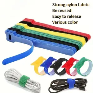 Multicolor Reusable Self-Adhesive Nylon Cable Ties, Multifunctional Cable Management for Home & Office, Stable Cable Organizer