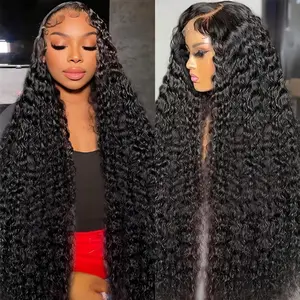 28inch Only $88.37 13x4 Deep Wave 100% Human Hair Lace Front Wigs Human Hair Wigs for Women 180 Density HD Transparent Deep Curly Lace Frontal Wigs Human Hair