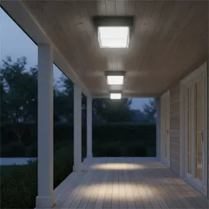 LED Ip44 Balcony Ceiling Light, Entrance Hall Lamp, Gutter Light, Doorway Roof Top Light, Square Outdoor Ceiling Light, 6000k