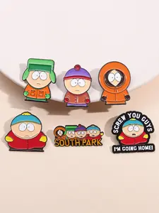 6Pcs Cartoon Anime Cute Character Brooch Clip Set Lapel Pins, Fashion Accessory, Zinc Alloy Enamel Material, Retro Classic Design, Unisex Casual Accessories Gift