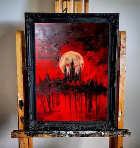 [UNFRAMED POSTER] Dracula's Castle Oil Painting Print, Gothic Home Decor. No frame.