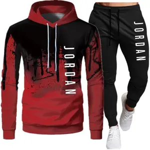 New Men'S Sportswear Printed Hooded Men And Women Padded Casual Sweater Suit