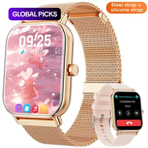 Stylish Smart Watch with Call Function | 1.83-Inch Touch Screen | 100+ Workout Modes | Fitness Tracker for All | 2 Bands | Android/iOS | Perfect Birthday/Christmas Gift for Women, Multifunctional Smart Watch #GLOBAL PICKS