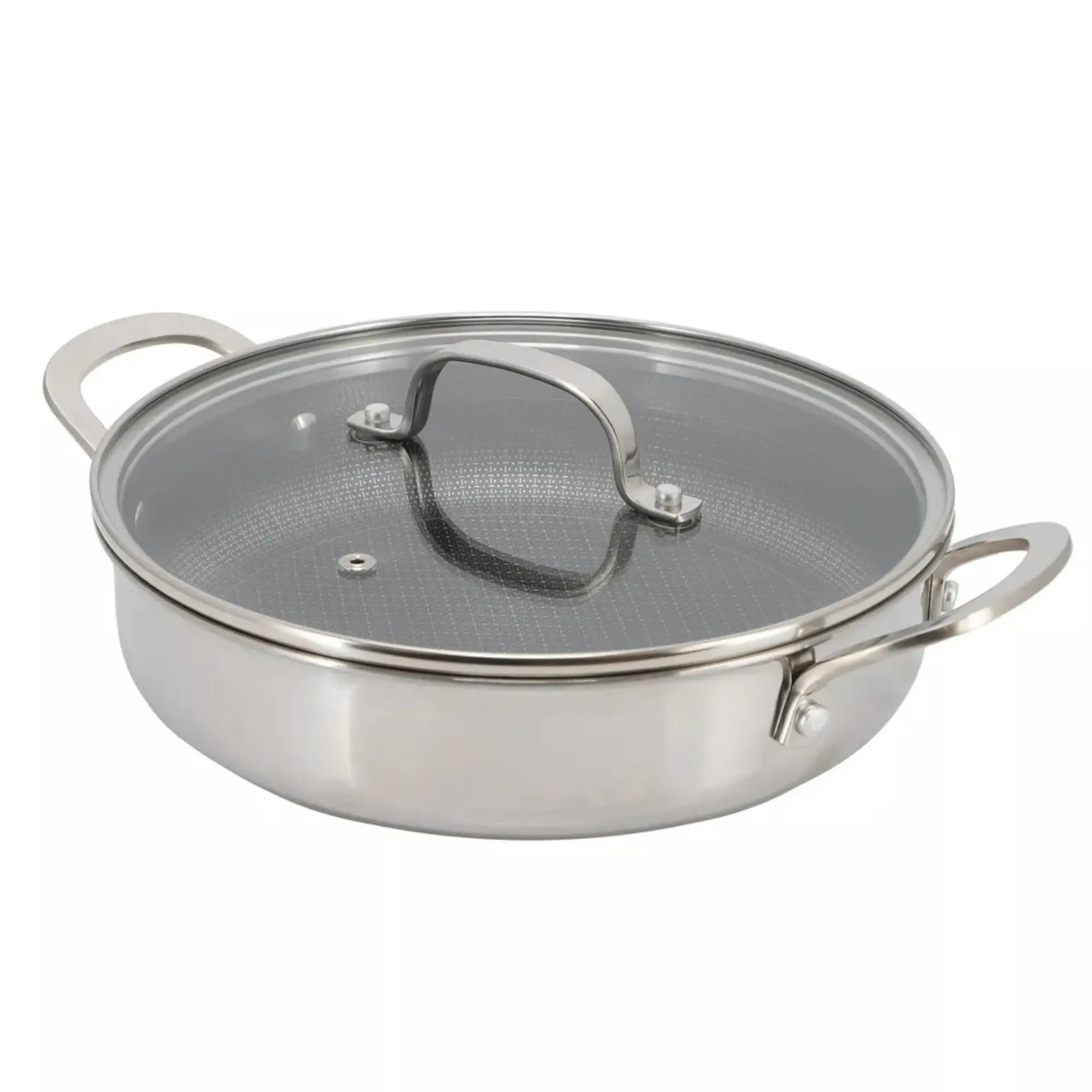 Better Chef 10-Inch 3-Ply Stainless Steel Nonstick Deep Fry Pan with Lid