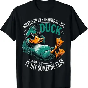 Gildan Funny Duck Graphic T-Shirt, Print on Front of Tee, Gift for Men Women