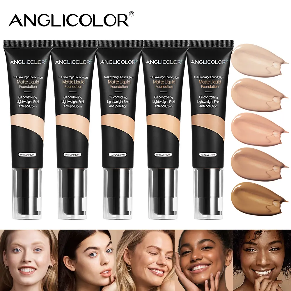 Full Coverage Concealer Liquid Foundation Makeup Waterproof Liquid Foundation Vegan Creamy Liquid Foundation