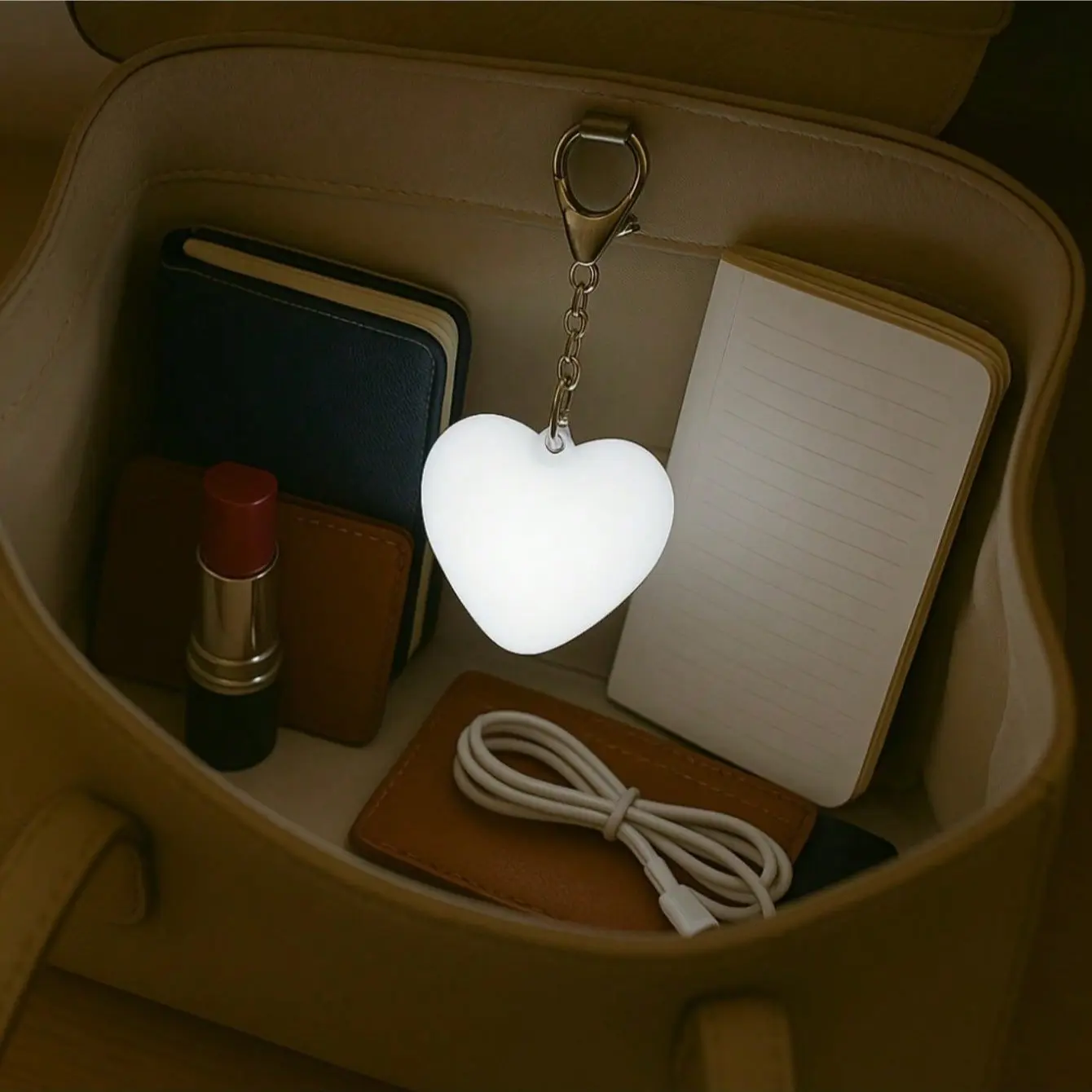 Rechargeable Purse & Handbag Light, Rechargeable Lighting LED Bag Light for Inside Purses with Automatic Sensor, USB Rechargeable Compact Mini Night Light, Soft Glow Aesthetic Design, Portable Keychain Pendant Lamp, Romantic Gift, USB Rechargeable Lights