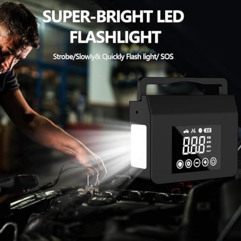 【Hieha】Portable Car Jump Starter, 4000A Car Battery Jump Starter with 150PSI Tire Inflator, 12V Car Battery Jump Starter, 15000mAh Power Bank, with LED Light