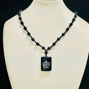 Lucky handmade ayat alkursi black onyx men’s women’s necklace
