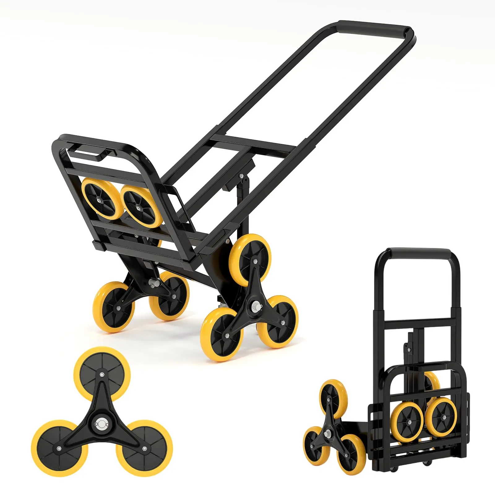 Garvee Heavy Duty Stair Climbing Hand Truck, 330 LBS 10-Wheel Folding Dolly with Telescopic Handle, Stair Transport Cart for Furniture & Appliance Moving, Great for Office & Warehouse