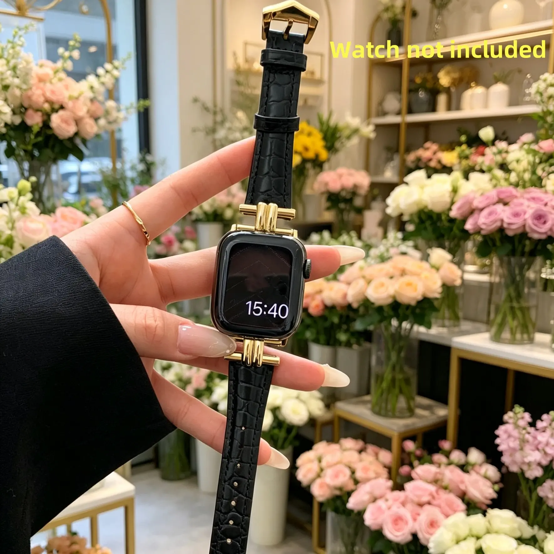 Soft Gold Crocodile Leather Watch Band, Smartwatch Compatible Bands, Compatible with 38mm,40mm,41mm,42mm,44mm,45mm,46mm,49mm, Unisex Casual Style, Fits Iwatch Ultra Series Apple Watch, redefined, All occas, Smartwatch Strap