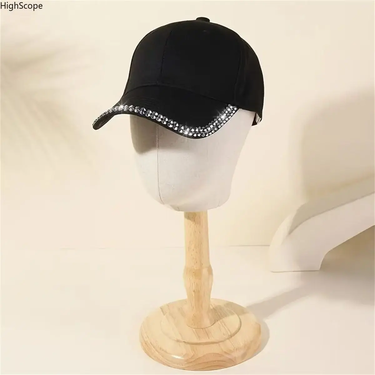 Women's Rhinestone Classic Trucker Hat - Adjustable Fit Casual Hat, UV Protection Plain Retro Look All-Seasons Sports & Outdoor Accessory, Baseball Cap, Fashion, Unisex Names, Solid, Black Cap, Rhinestone Accents, Solid Fabric, Accessories For Women, Hats