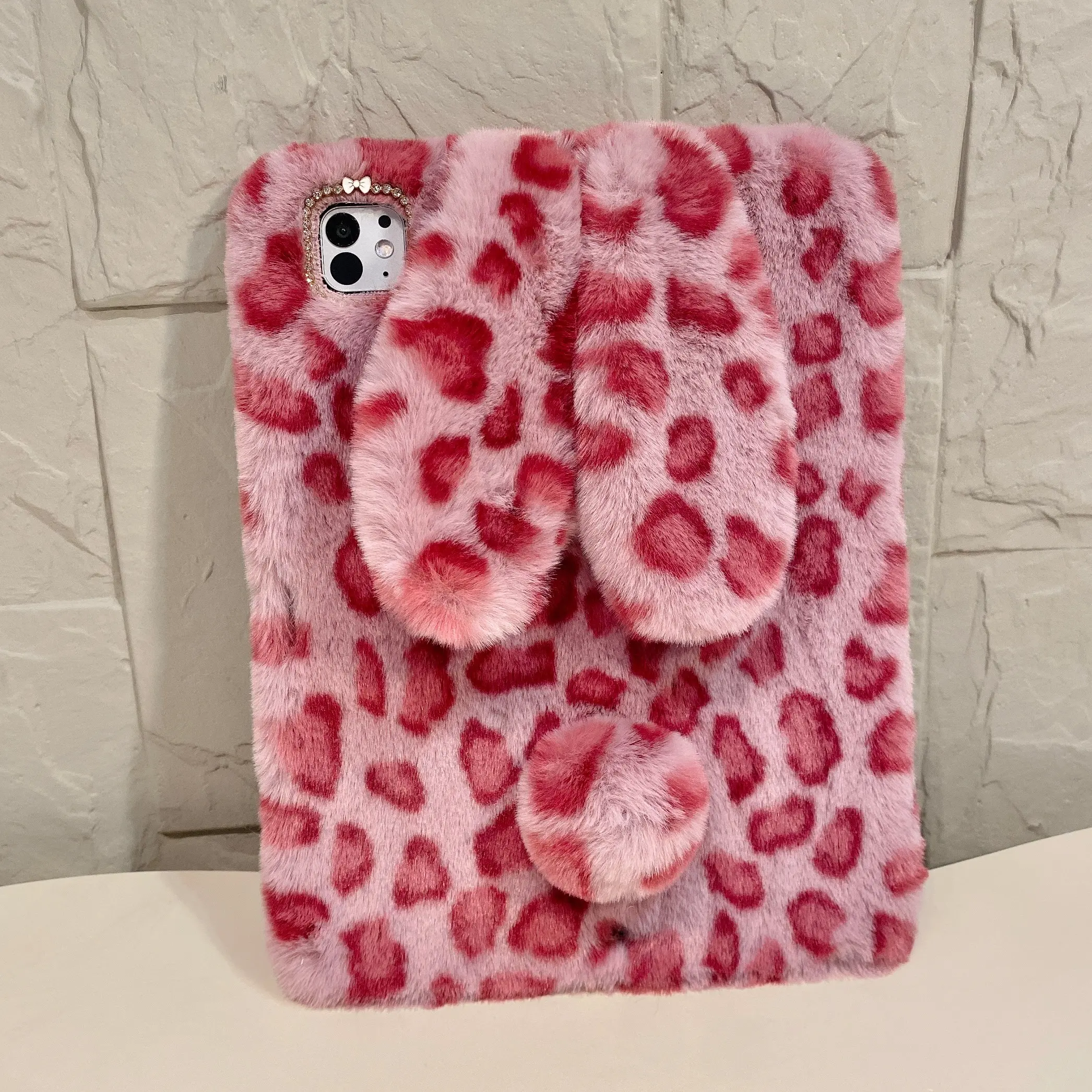 Plush Leopard Print Tablet Case with Pen Slot, Tablet Protective Cover, Ipad Protective Casing, Ipad Covers, Ipad Accessories, Compatible with iPad 10th/11th, Pro 11/12.9/13, Air 11/13, Mini 7/6, Gift for Women