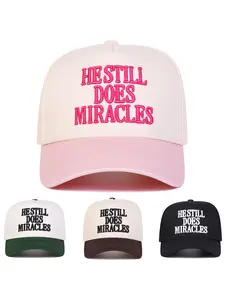 Unisex Miracles Embroidered Baseball Cap, Snapback Hat, Adjustable Outdoor Sun Protection Hat, Casual Fitted Design for Spring & Fall Travel