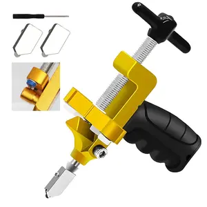 2 in 1 Glass Cutting Tool Kit Breaking Pliers and Glass Cutter Tungsten Hand Portable Glass knife for Ceramic, Mirror, Manual Tile Cutter Glass Breaker with 2 Bonus Tungsten blades and Screwdriver Tile Cutter Tools
