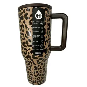 HydroJug 40oz Savanna Leopard Traveler Classic Brown Leopard Print Tumbler with Triple-Wall Insulation FlipStraw Lid for All-Day Hydration Portable Insulated Flask Mug Printed Drinkware Bottled Bottled Water Bottles Bottled outdoorfun