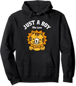 Just A Boy Who Loves Lions I Little Lion I Boy Lion Pullover Hoodie - Elizabethmc Shop 95B0BGJCMLSL
