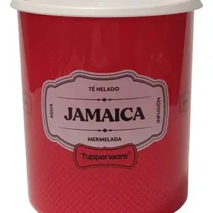 Tupperware Red Jamaica PP Round Coffee Storage Canister - 3L (12 Cups Capacity) White-Lidded Home Kitchen Organizer for Freshness Preservation, Coffee Storage Canisters